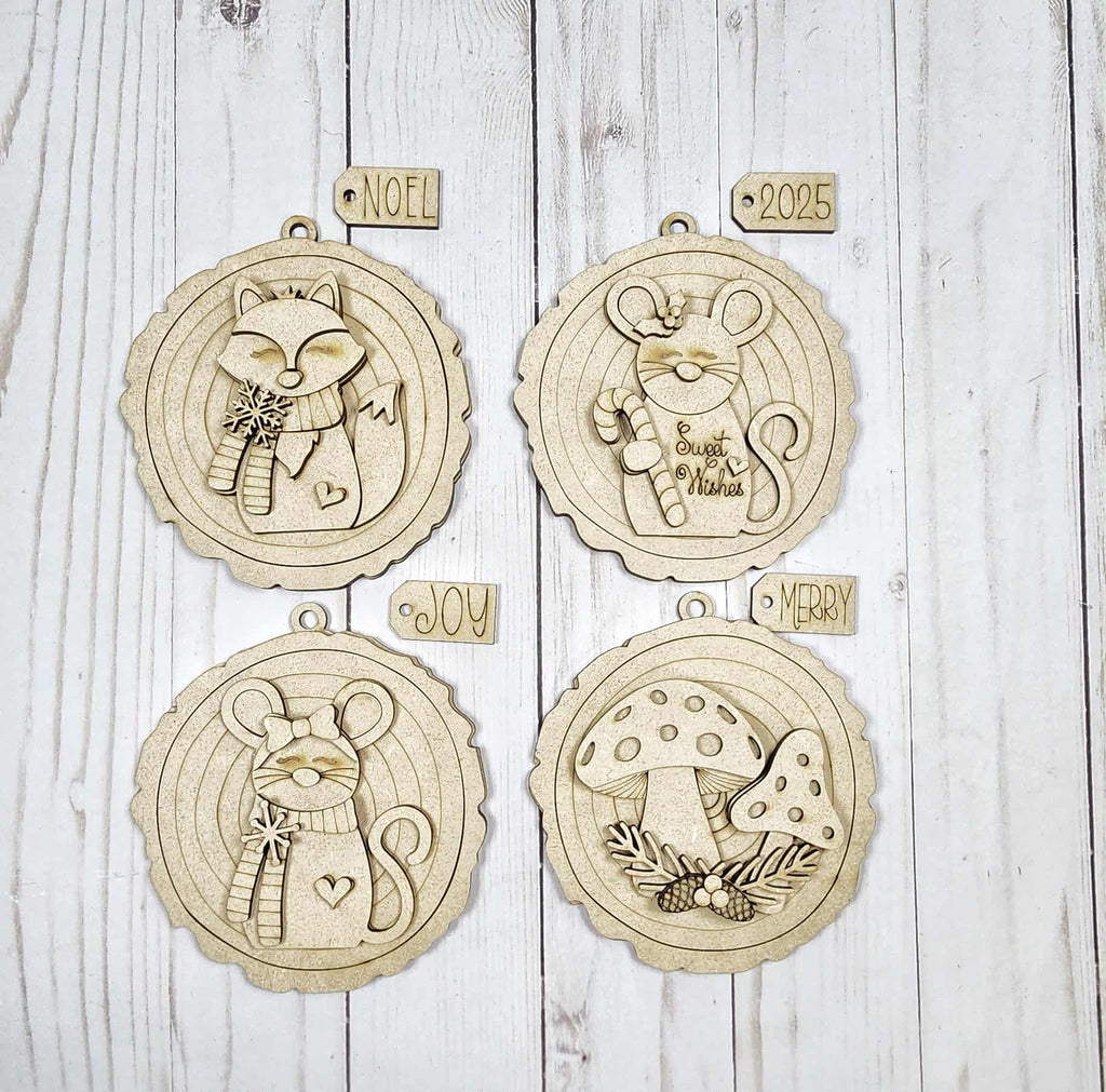 Forest Friends Ornament DIY Kit — Wood Slice Christmas Ornament