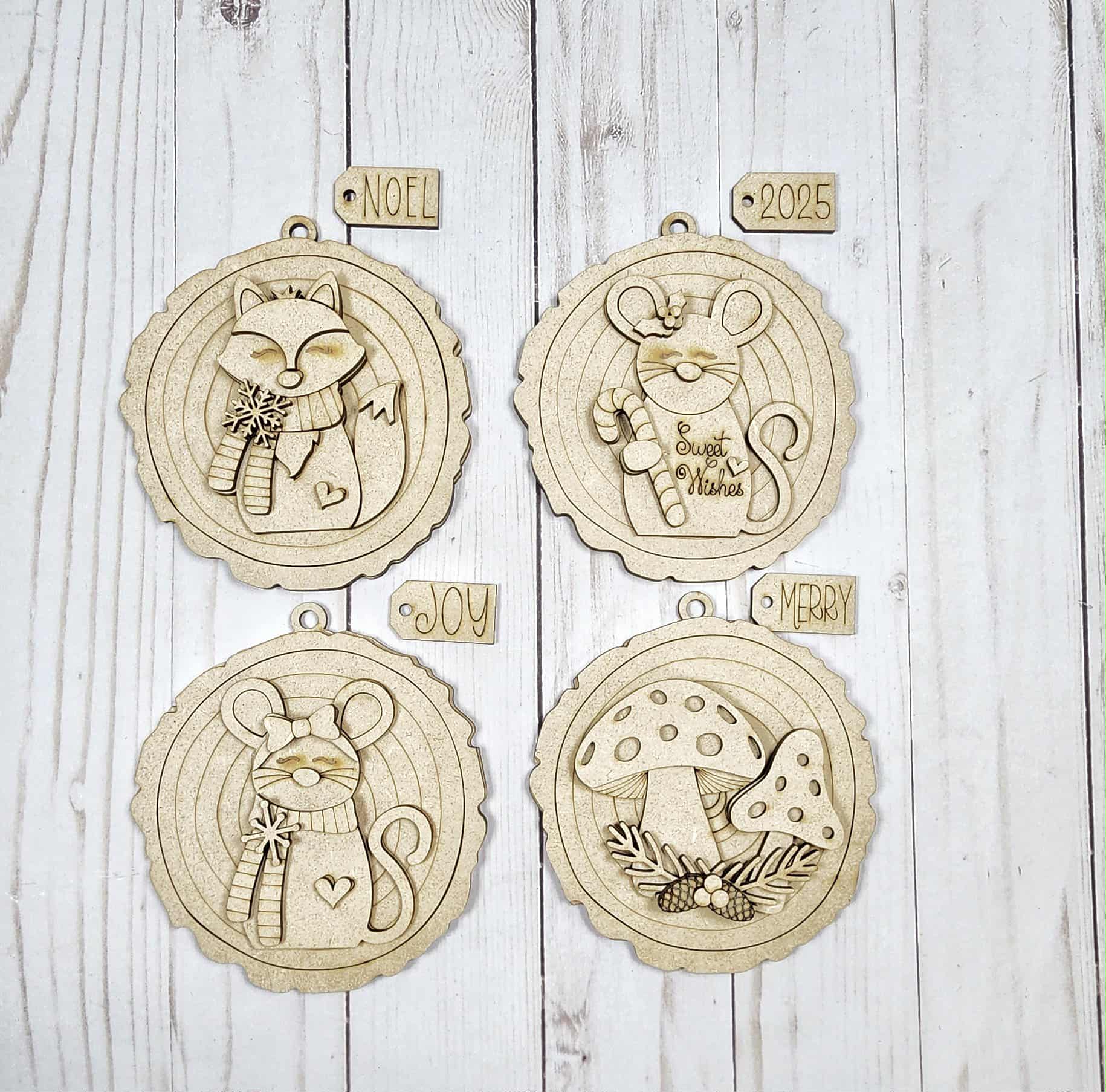 Forest Friends Ornament DIY Kit — Wood Slice Christmas Ornament