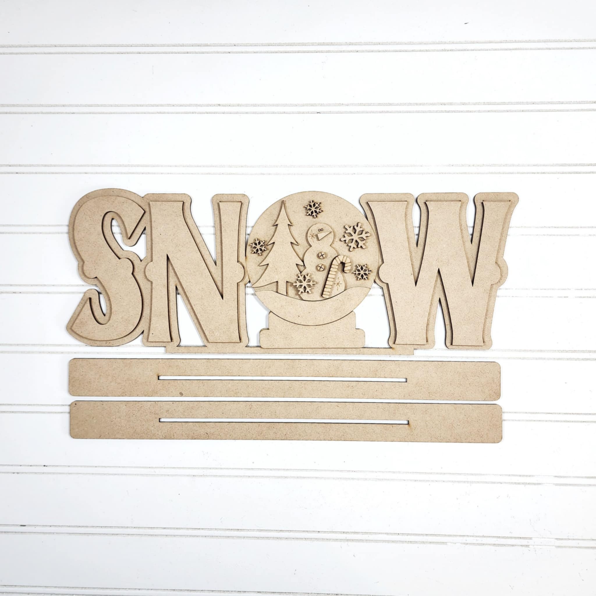 SNOW Word Art DIY Kit — Prim Snowman Scene