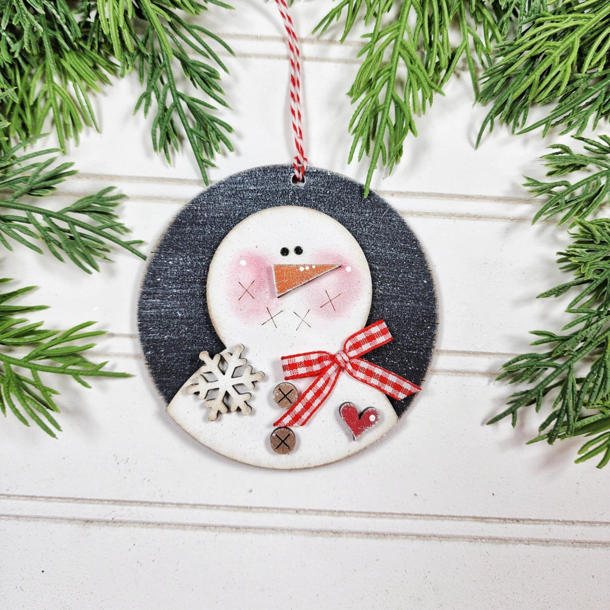 Prim Snowmen Ornament Set