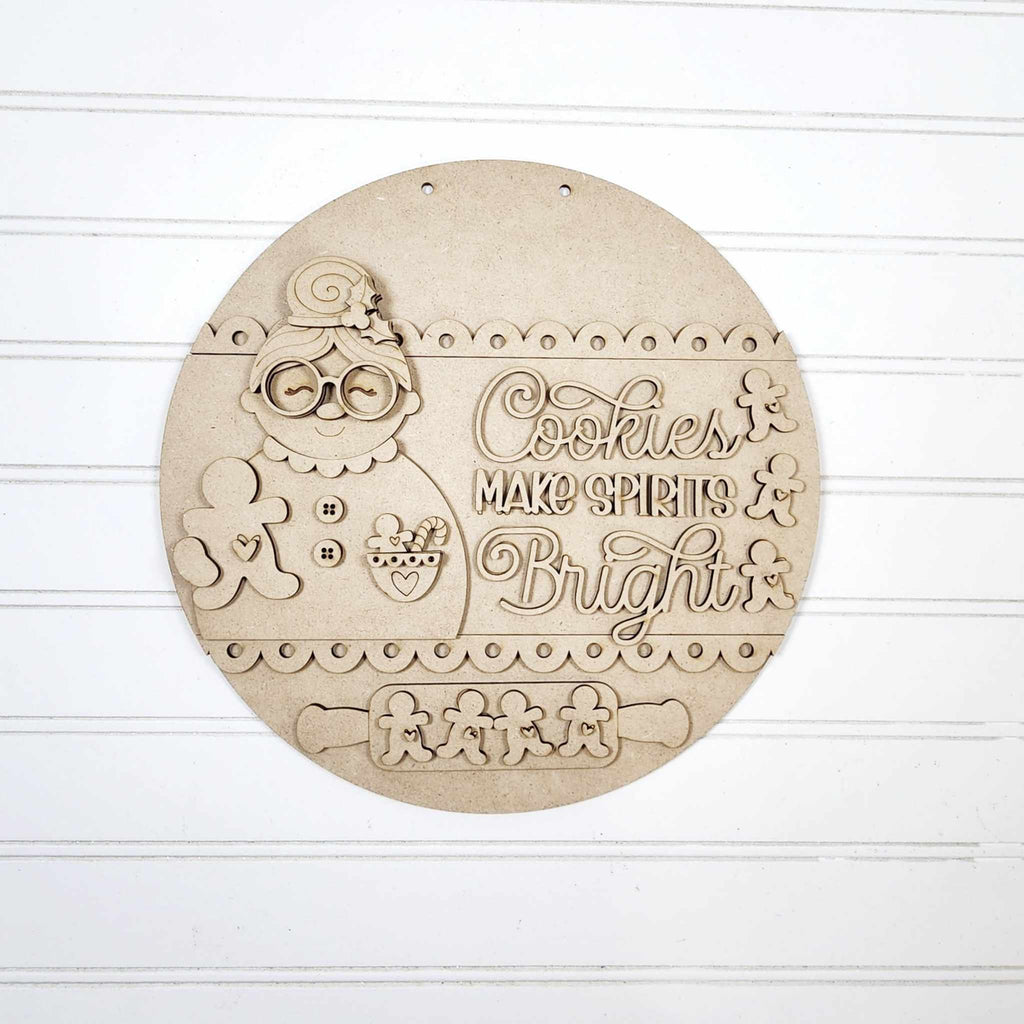 Mrs. Claus Cookies Make Spirits Bright Door Hanger DIY Kit
