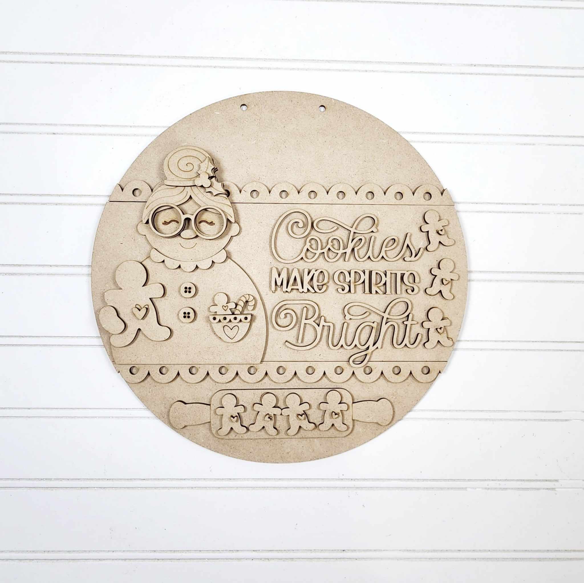 Mrs. Claus Cookies Make Spirits Bright Door Hanger DIY Kit