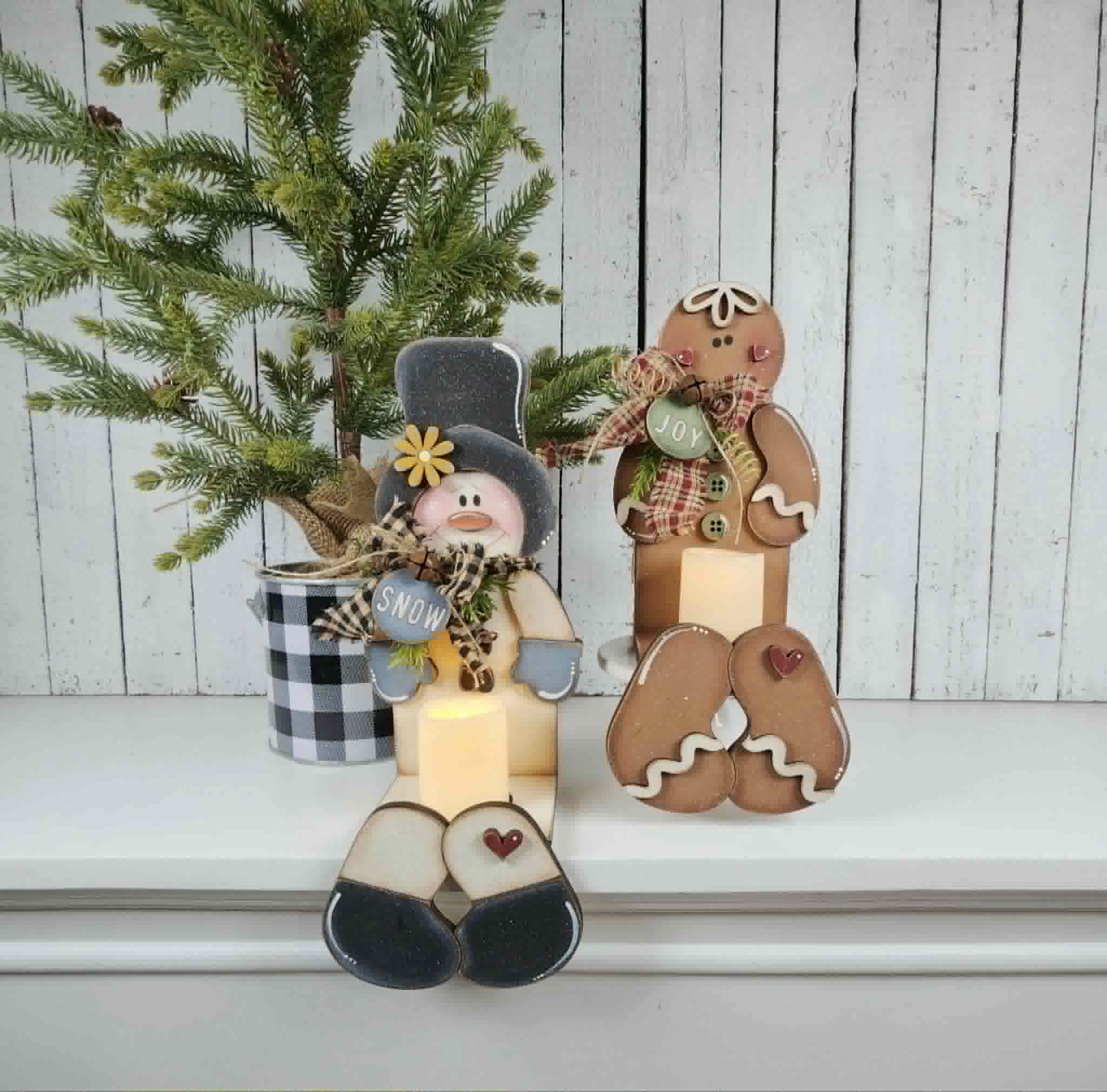 Sitting Tea Light Holder DIY Kit — Snowman or Gingerbread