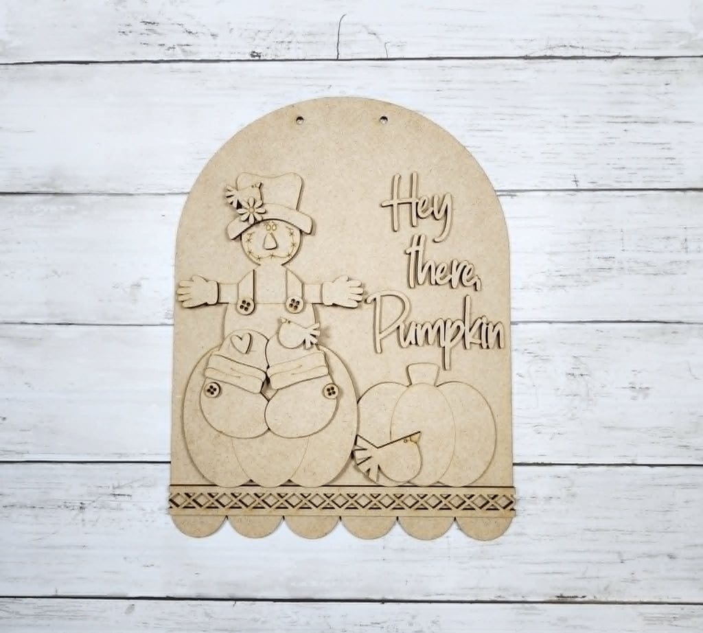 Hey There Pumpkin Scarecrow Door Hanger DIY Kit