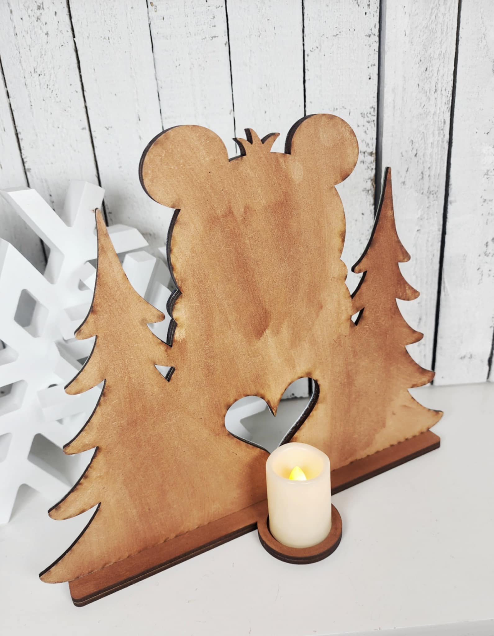 Polar Bear Tea Light Holder DIY Kit — Winter Scene with Cardinal