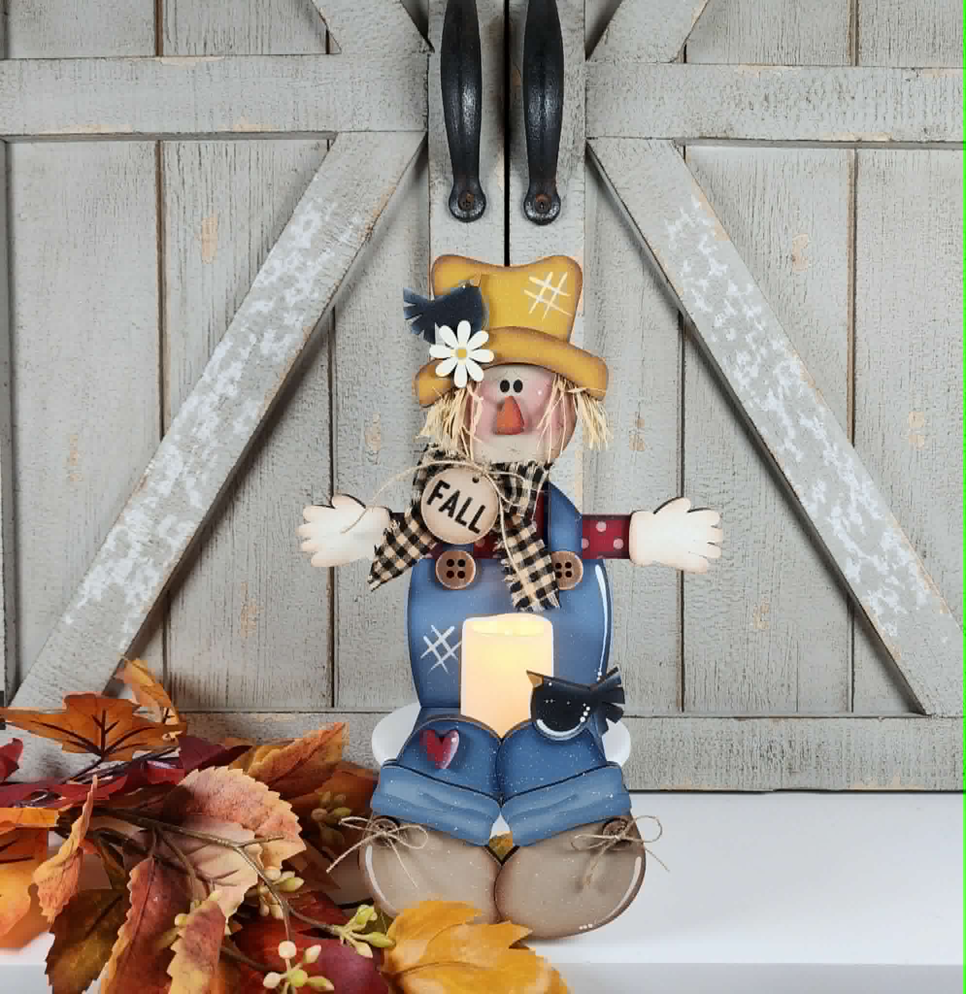 Fall Scarecrow Tea Light Holder Shelf Sitter DIY Kit