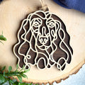 Afghan Hound  line art dog ornament laser cut from natural wood