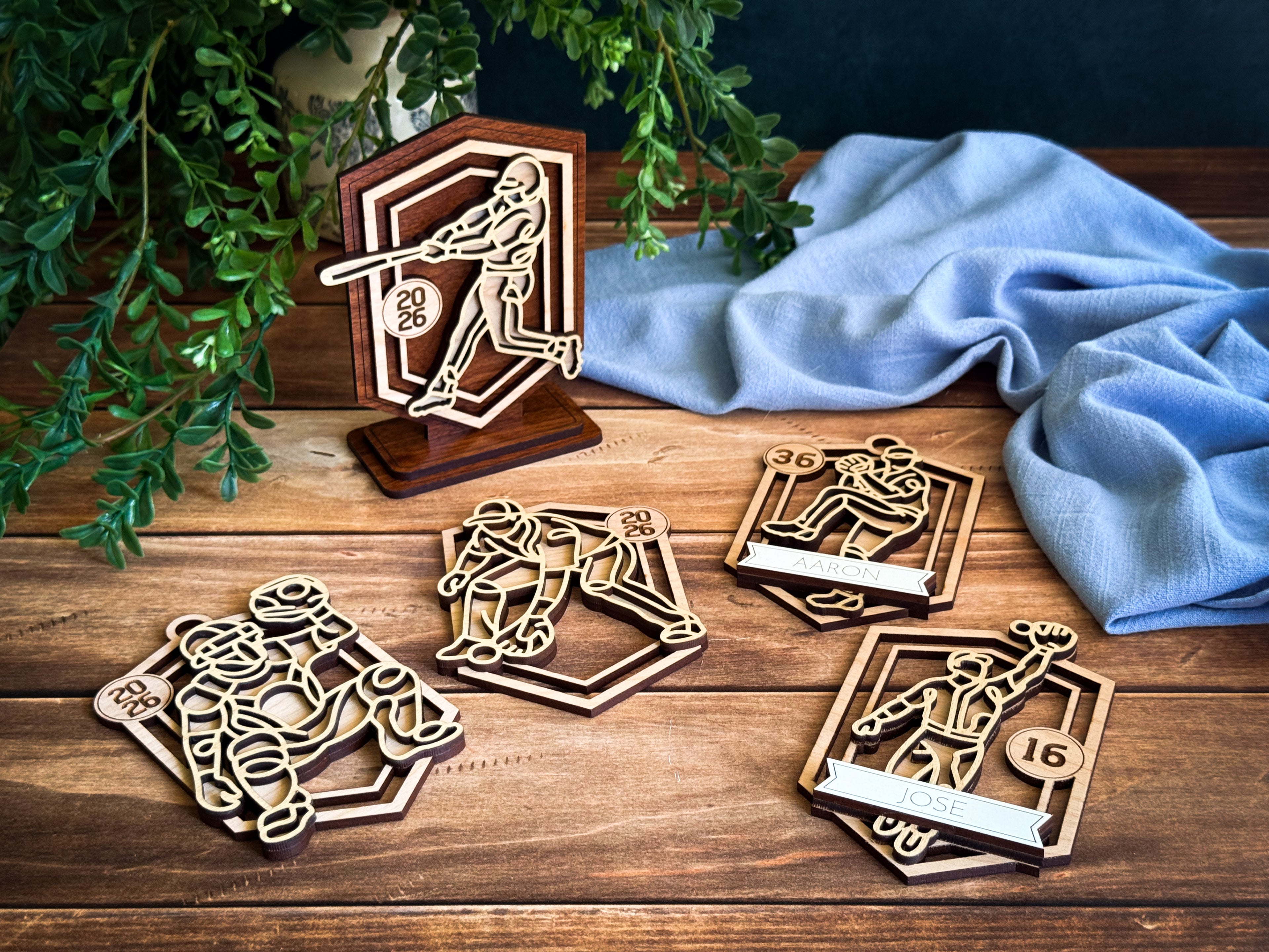 Men's Baseball Line Art Ornament