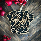 Brussels Griffon line art dog ornament laser cut from natural wood.