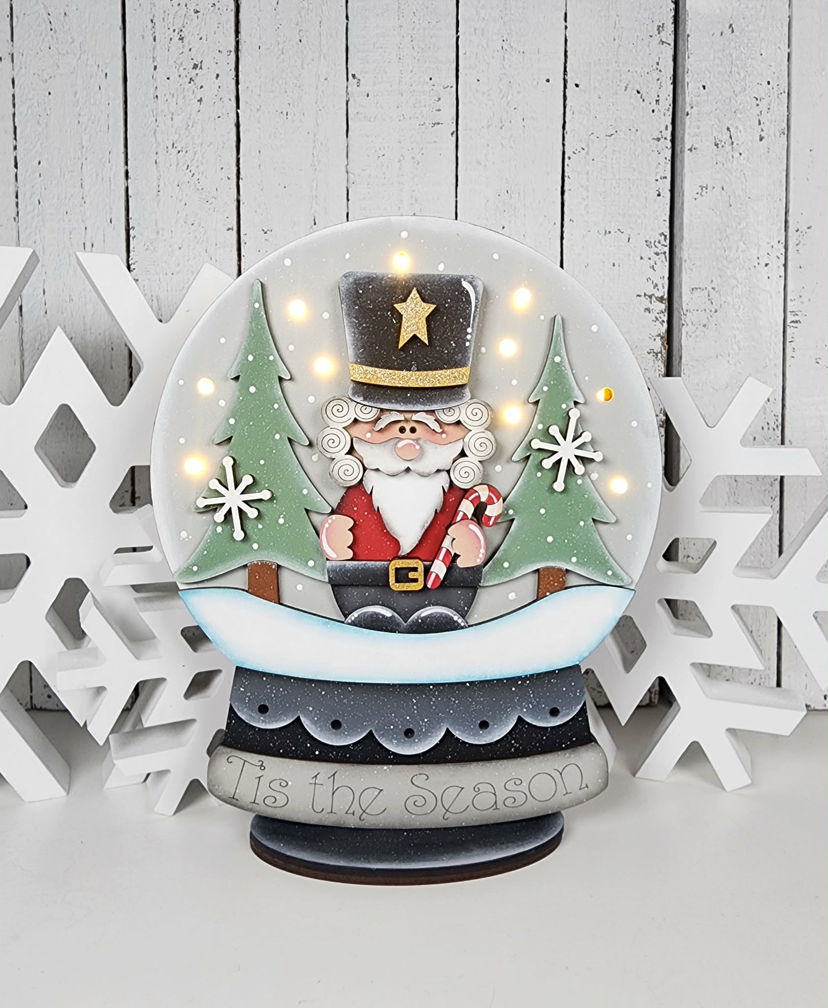 Nutcracker Snow Globe Lighted Shelf Sitter DIY Kit — Tis the Season