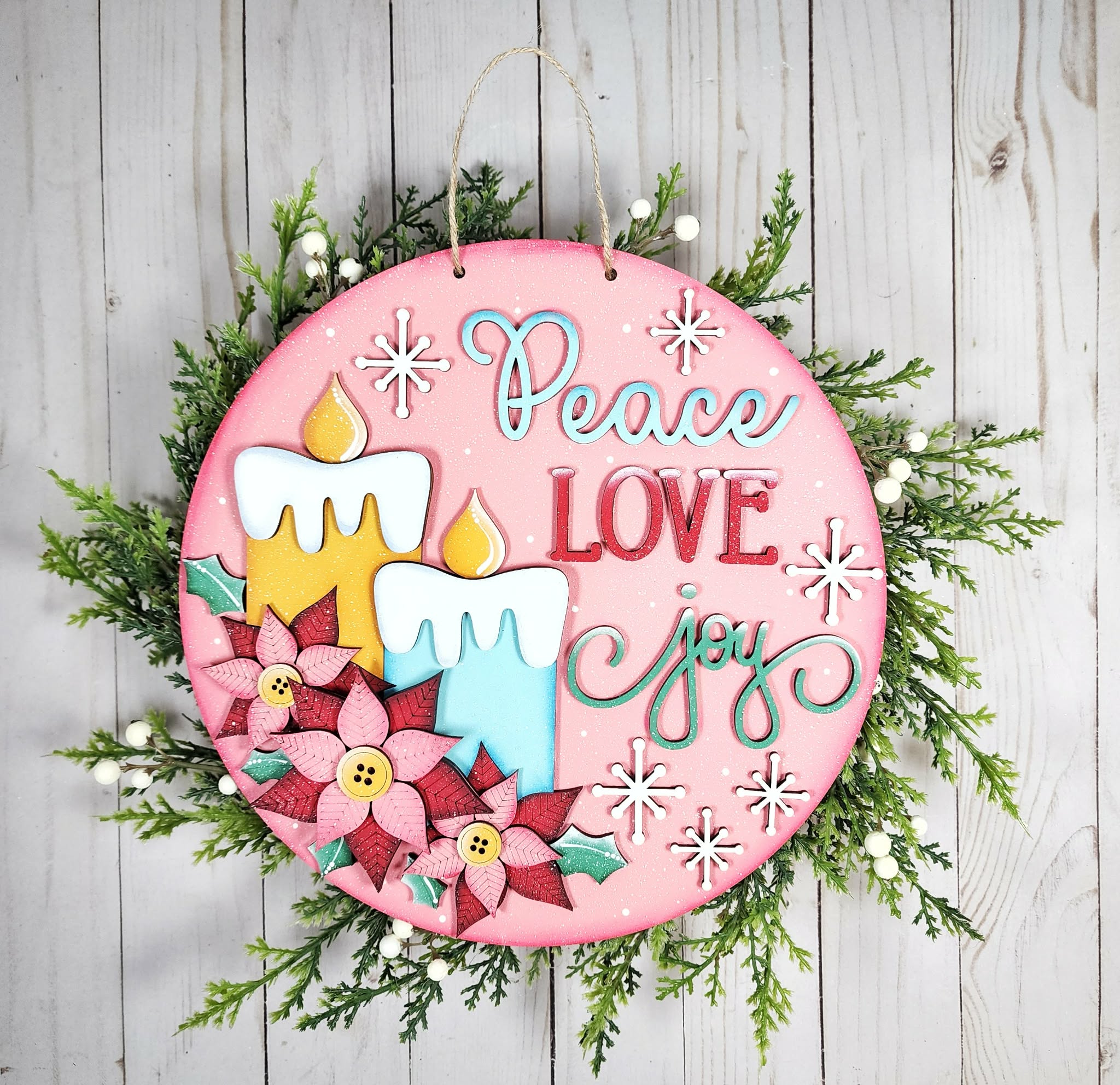 Peace Love Joy Candle Door Hanger DIY Kit — Christmas Candle