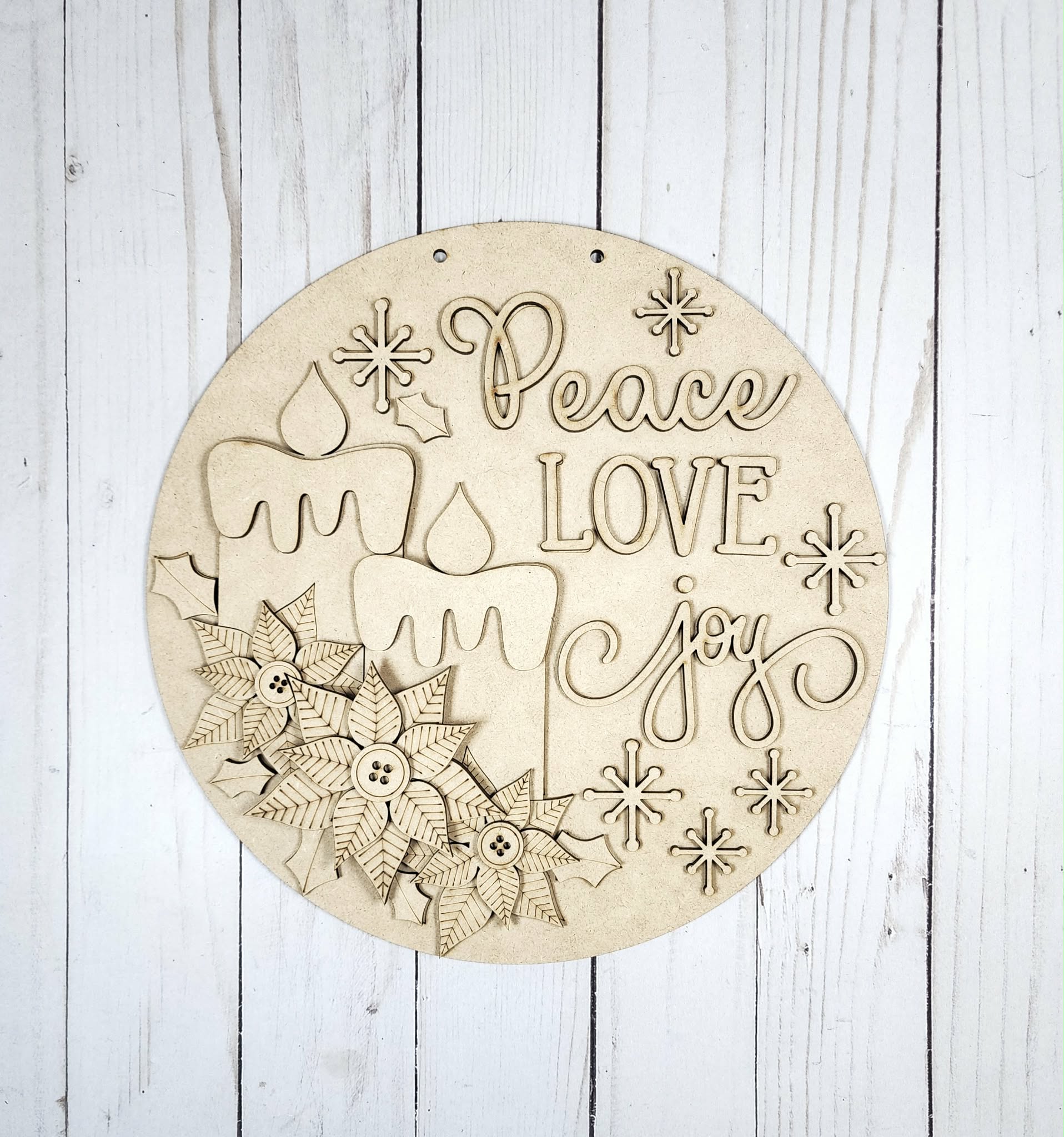 Peace Love Joy Candle Door Hanger DIY Kit — Christmas Candle
