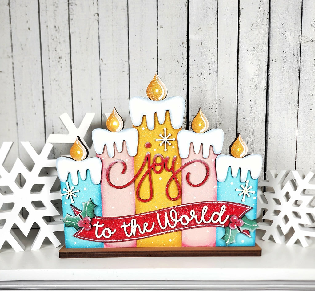 Joy to the World Lighted Candle Shelf Sitter DIY Kit