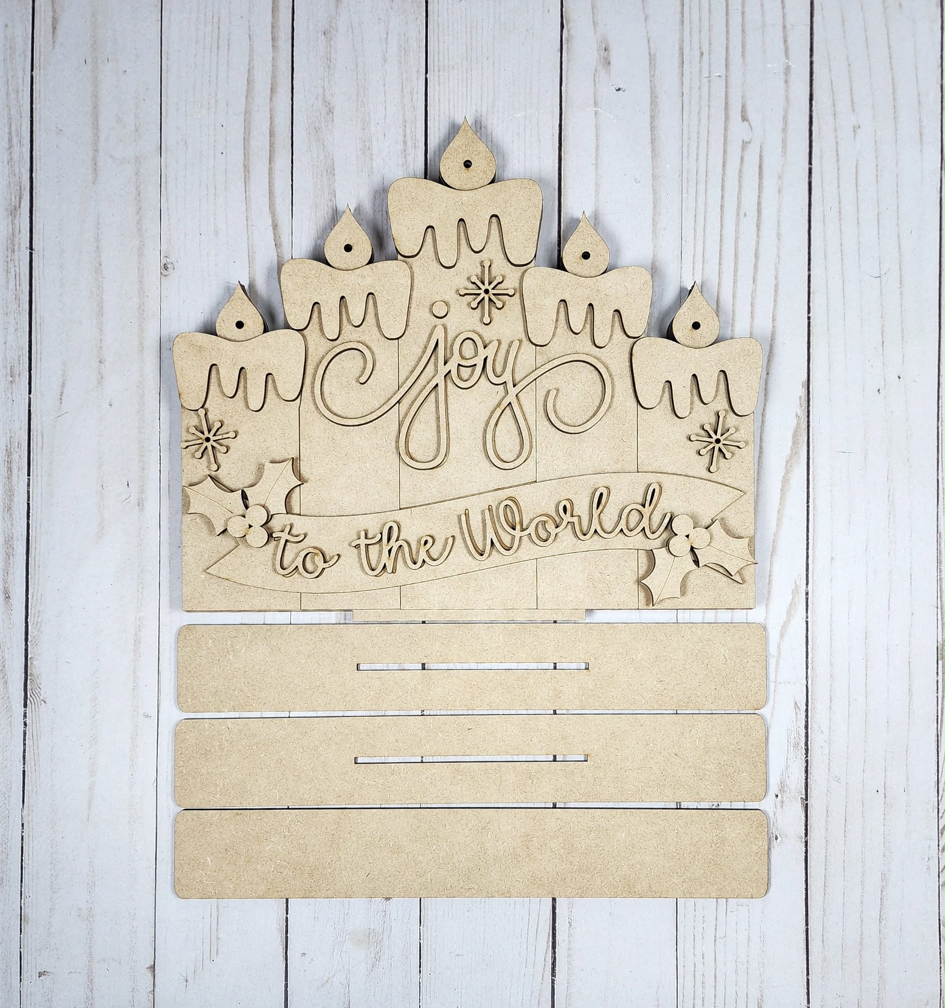 Joy to the World Lighted Candle Shelf Sitter DIY Kit