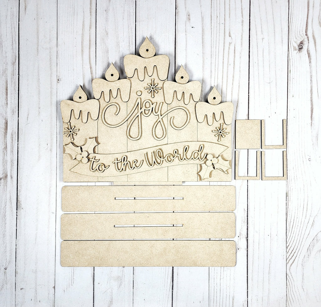 Joy to the World Lighted Candle Shelf Sitter DIY Kit