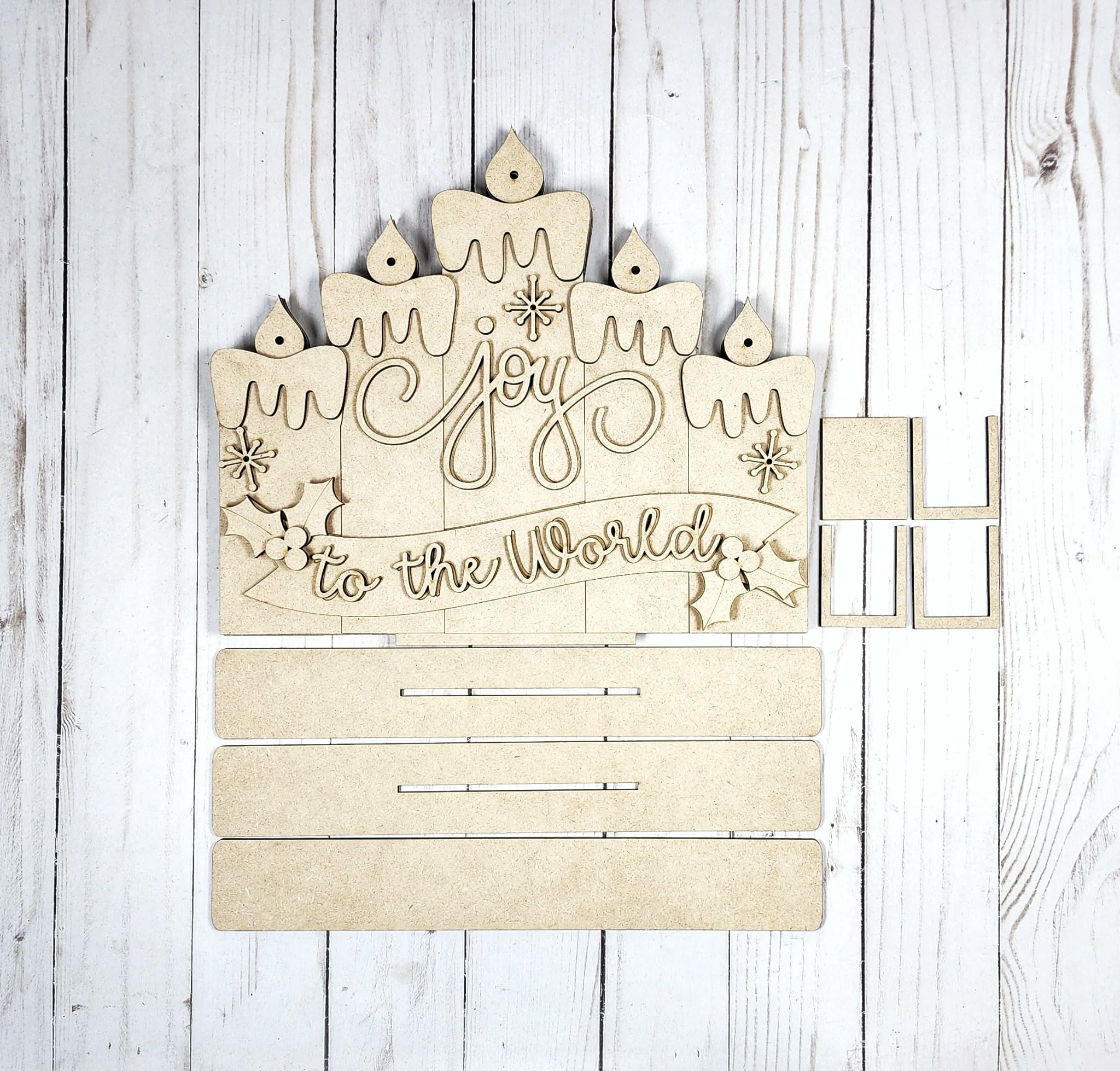Joy to the World Lighted Candle Shelf Sitter DIY Kit