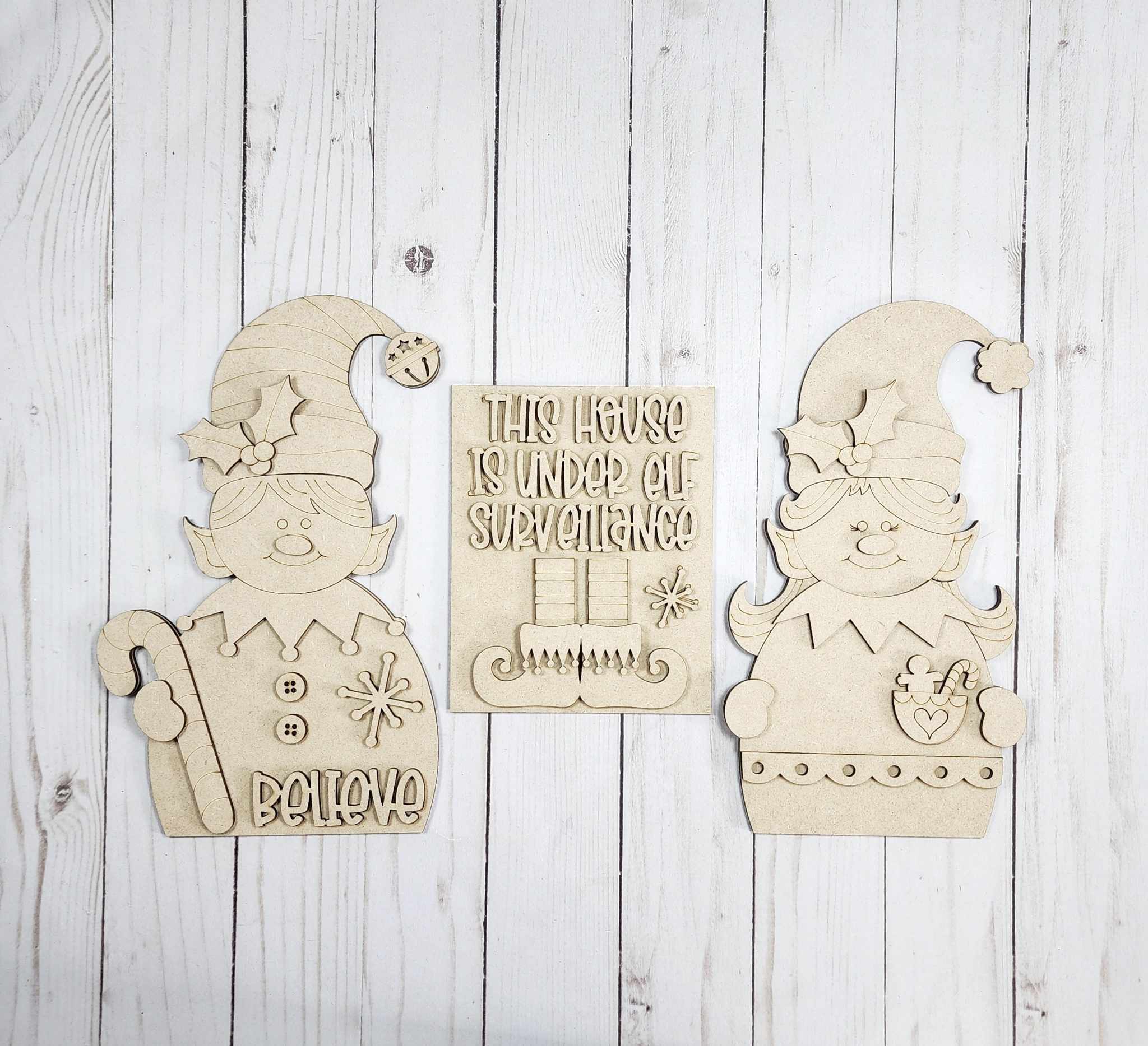 Elf Shelf Sitter Bundle DIY Kit — Boy, Girl & Surveillance Sign