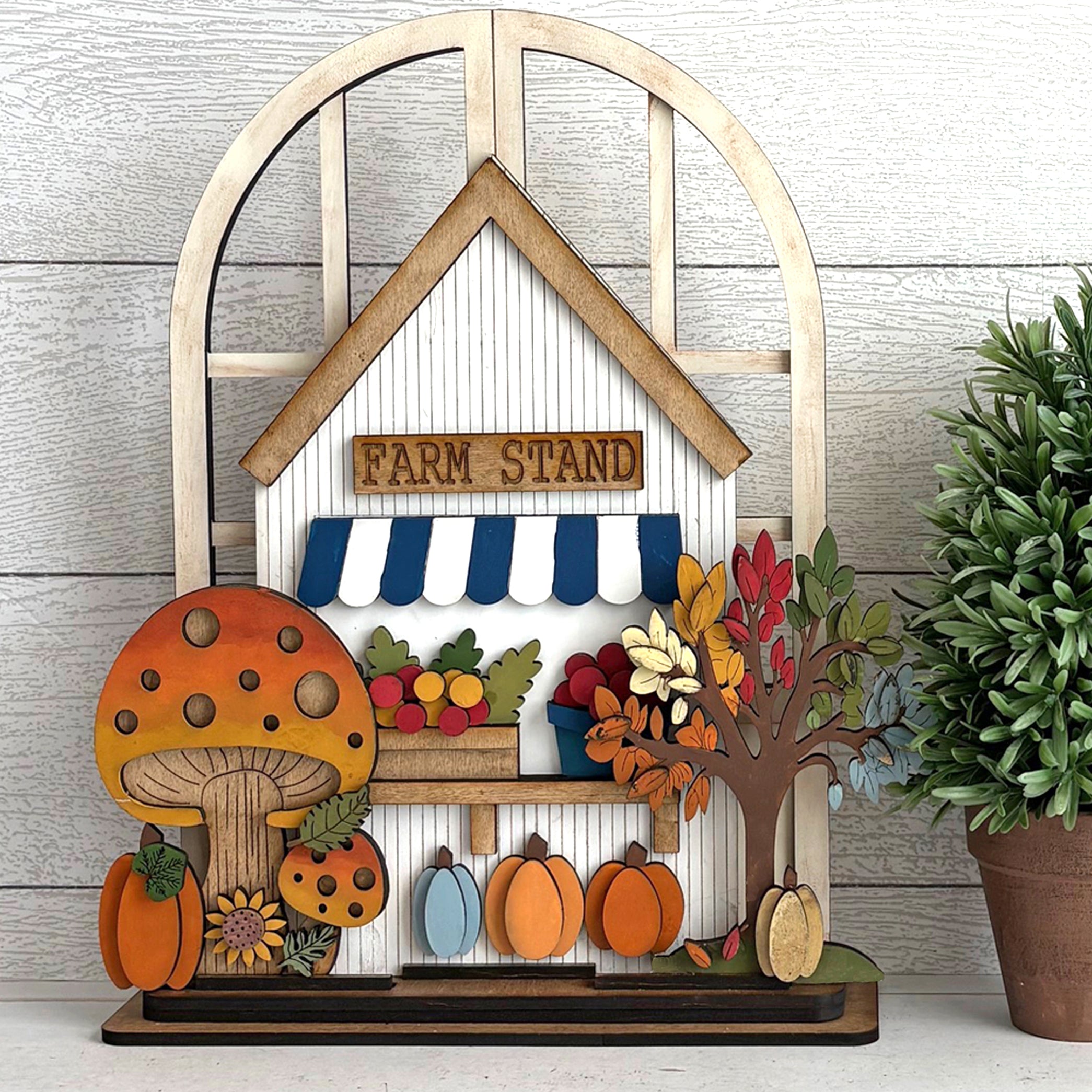  DIY layered wood interchangeable arched doorway insert with Farm Stand
