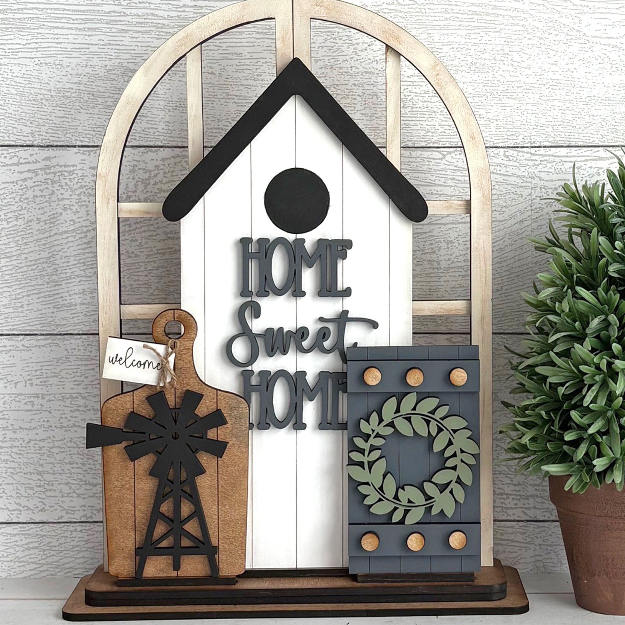  DIY layered wood interchangeable arched doorway insert with Farmhouse 