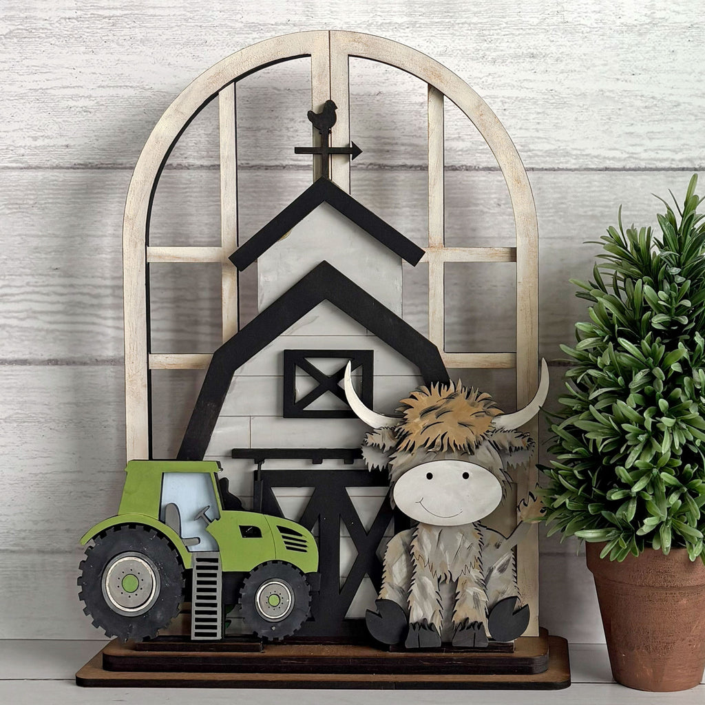 Insert for Arched Doorway interchangeable with highland cow and tractor