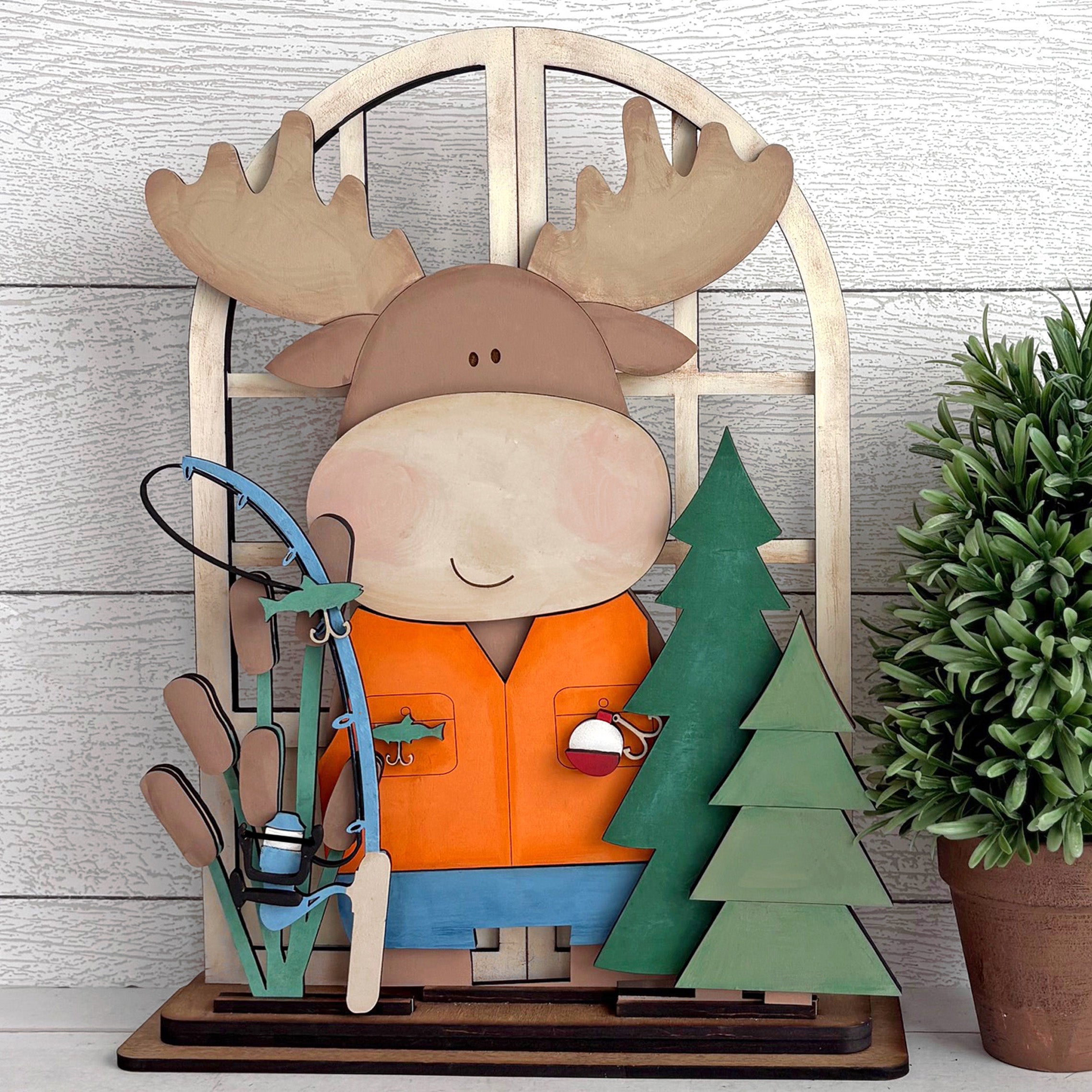 Insert for Arched Doorway interchangeable with moose, fishing rod and trees