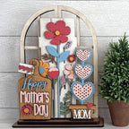 Insert for Arched Doorway interchangeable for Mother's Day with flowers, hearts and Happy Mother's Day