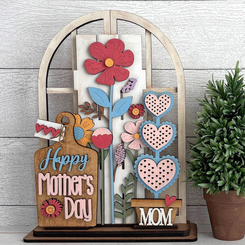 Insert for Arched Doorway interchangeable for Mother's Day with flowers, hearts and Happy Mother's Day