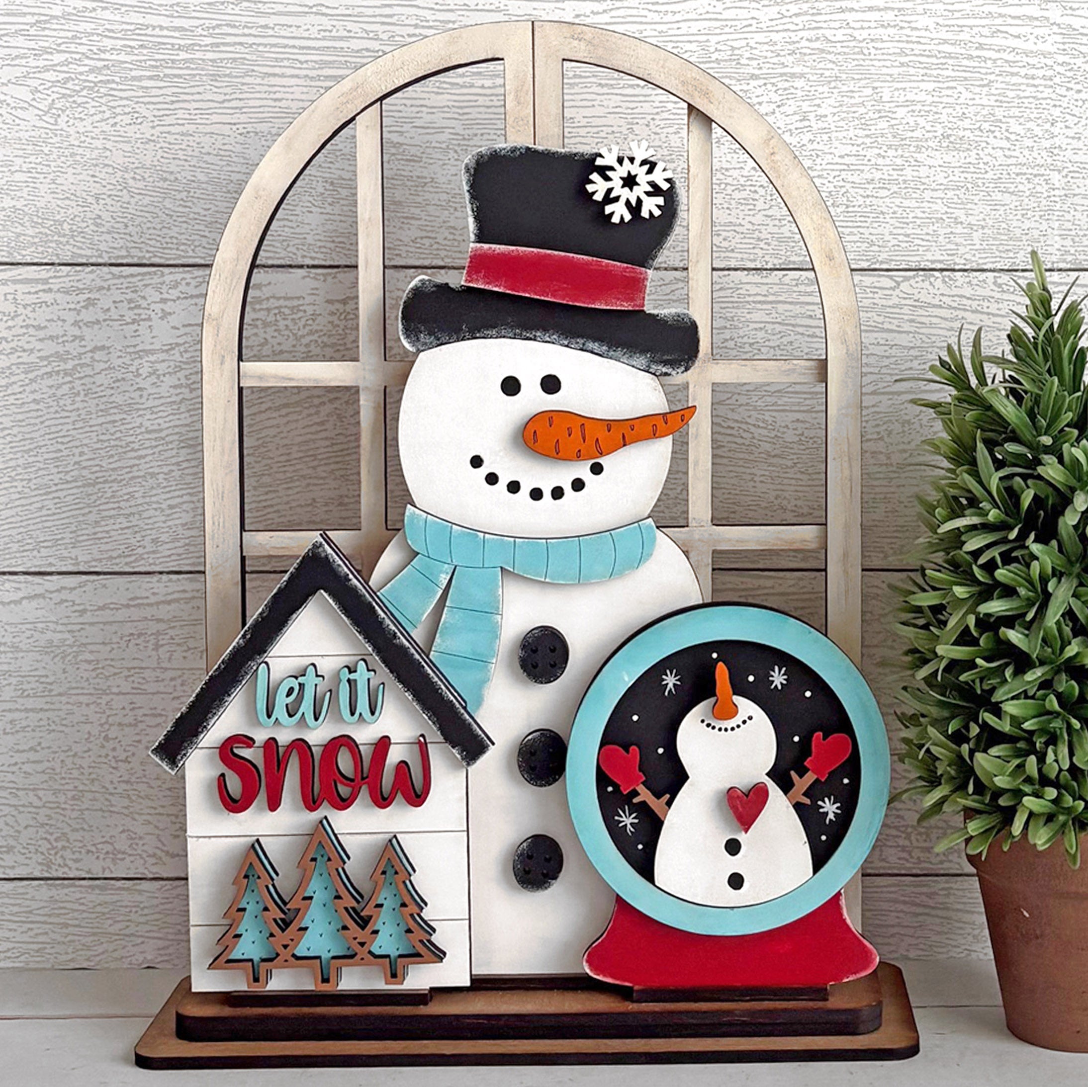 Insert for Arched Doorway interchangeable with Snowman, snowglobe and house