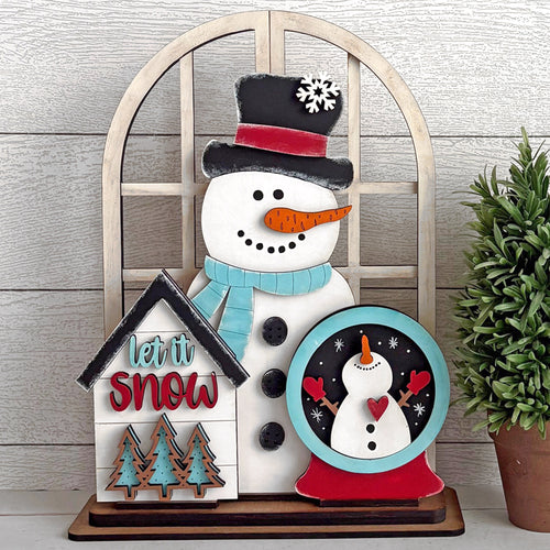 Insert for Arched Doorway interchangeable with Snowman, snowglobe and house