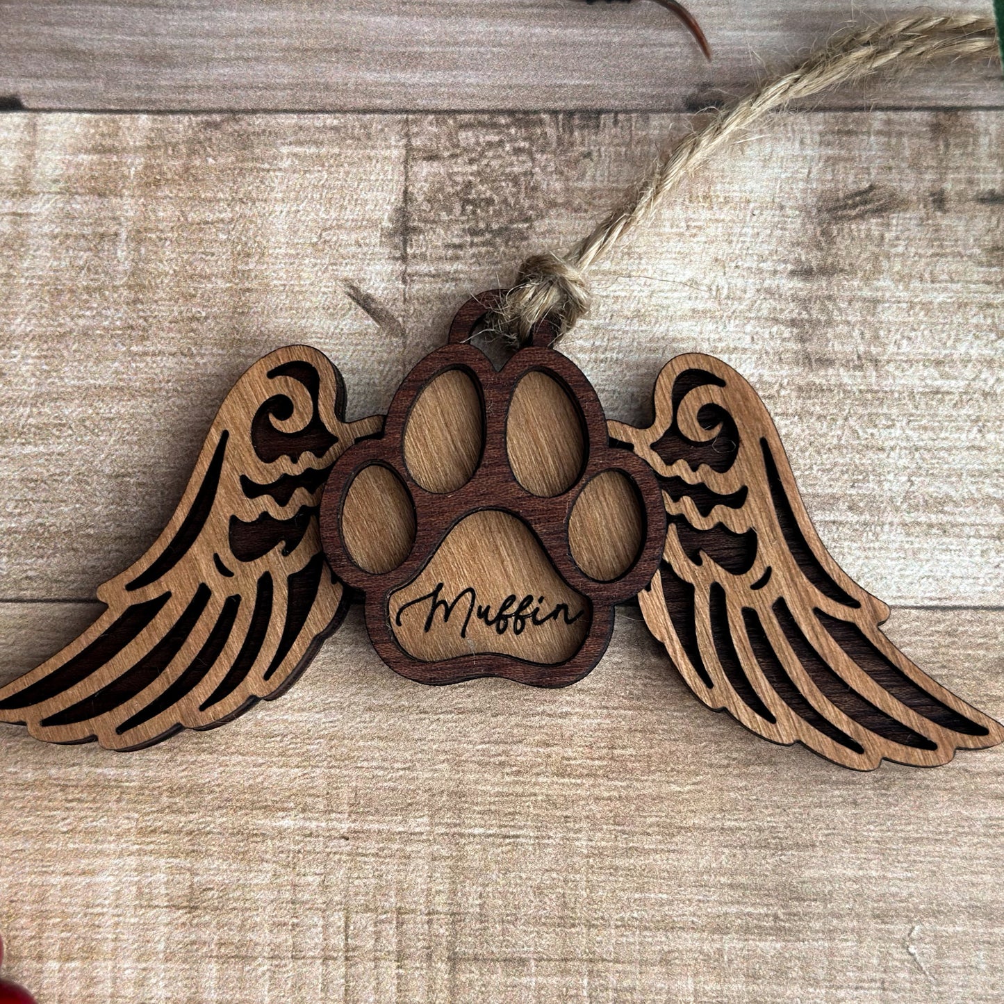Angel Wings Paw Print Ornament