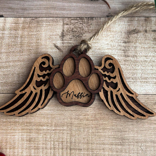 Angel Wings Paw Print Ornament