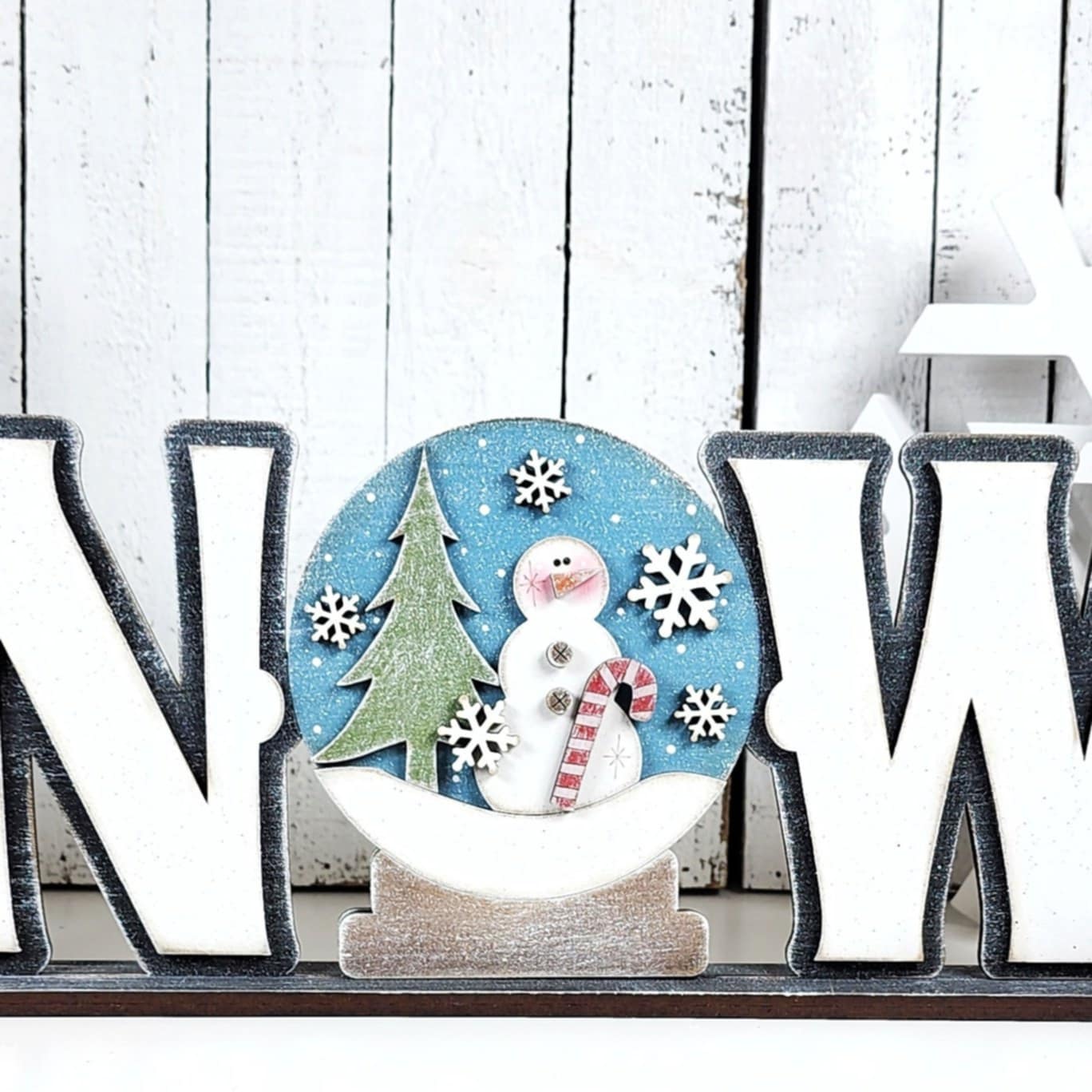 SNOW Word Art DIY Kit — Prim Snowman Scene