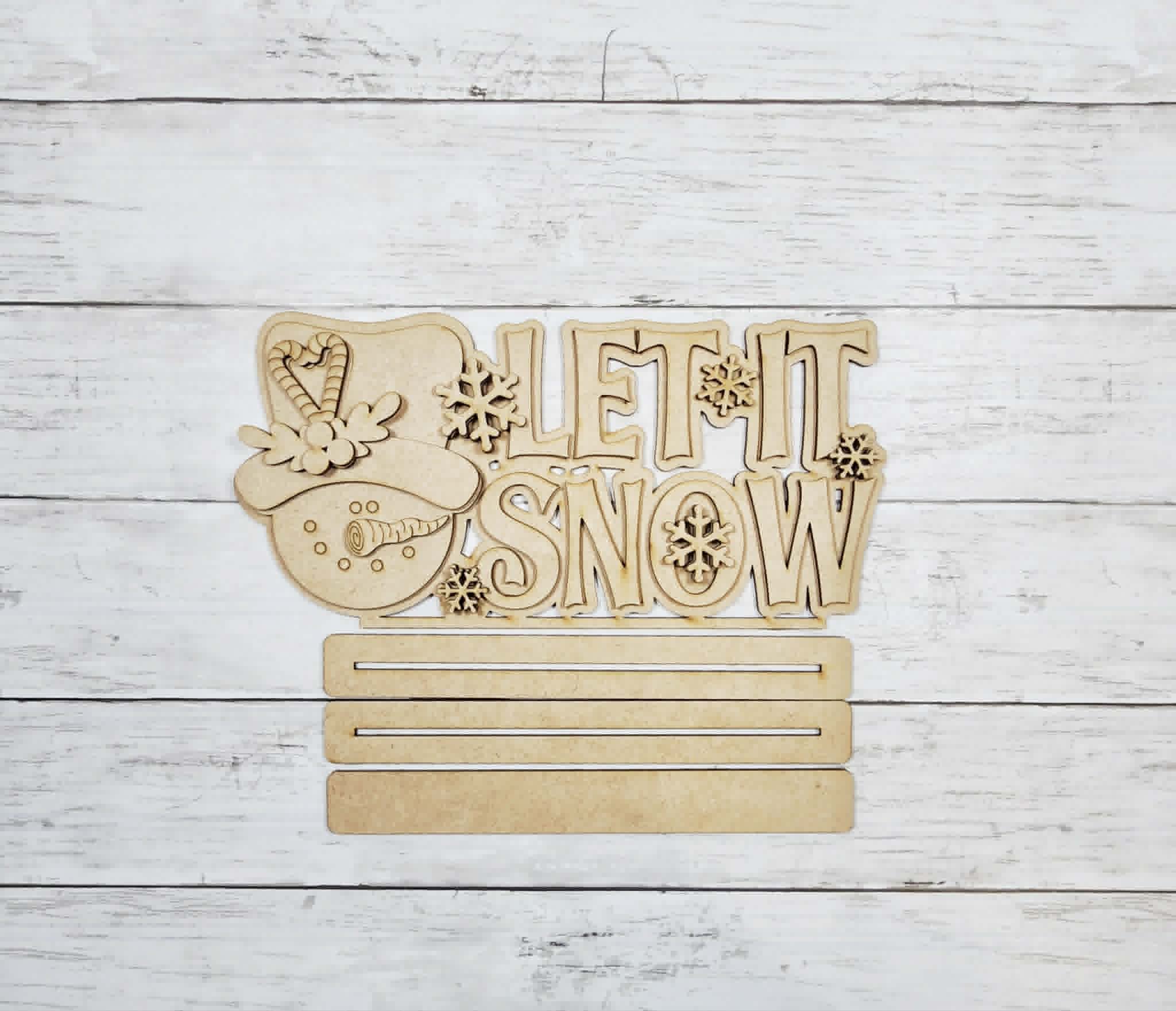 Let It Snow Word Art DIY Kit — Snowman Winter Shelf Sign
