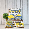 Decorative lemon-themed sign set with a wooden background
