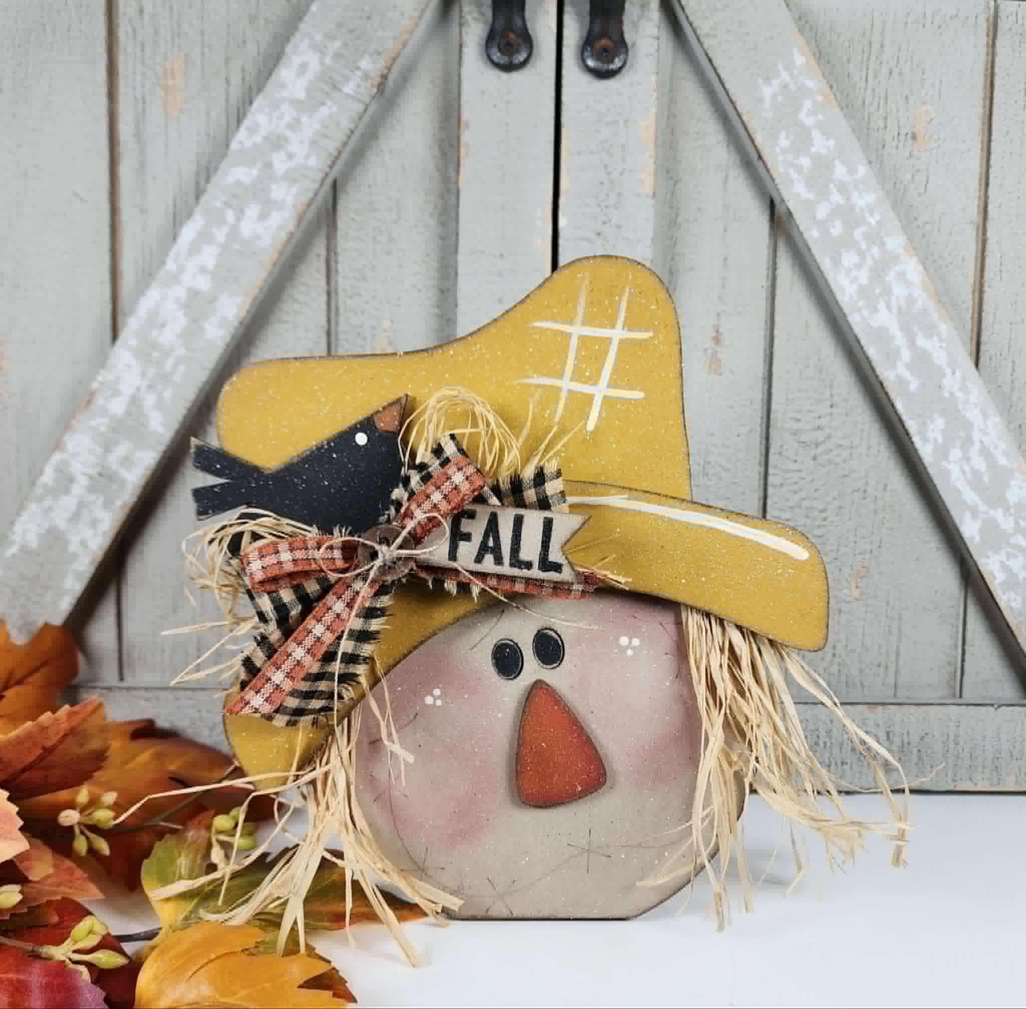Fall Scarecrow Shelf Sitter DIY Kit — Scarecrow Head Fall Decor