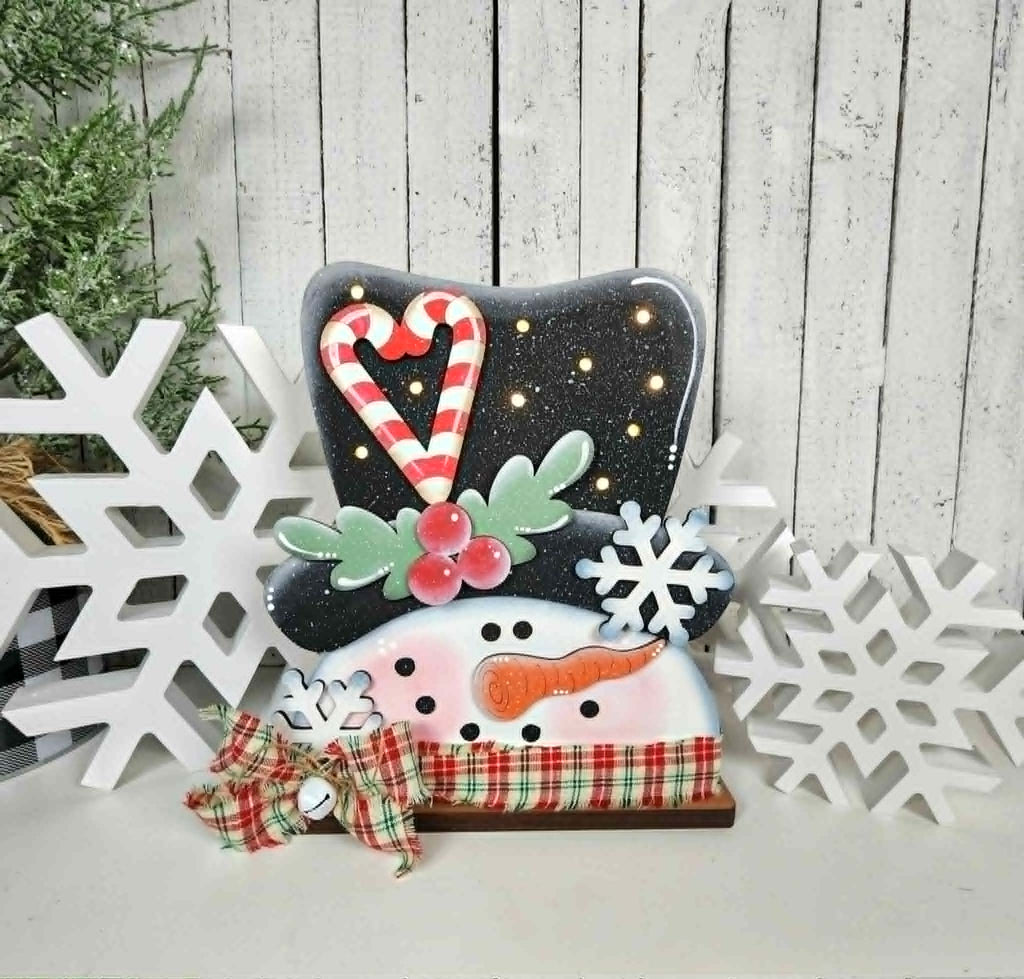 Sweet Winter Snowman Lighted Shelf Sitter DIY Kit