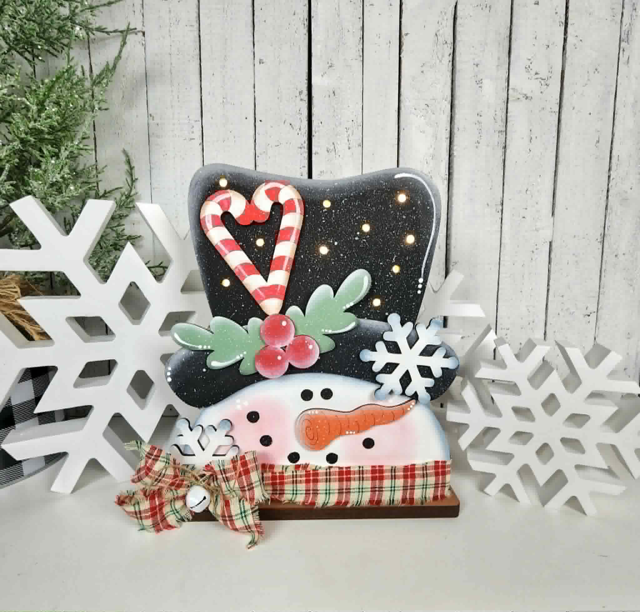 Sweet Winter Snowman Lighted Shelf Sitter DIY Kit