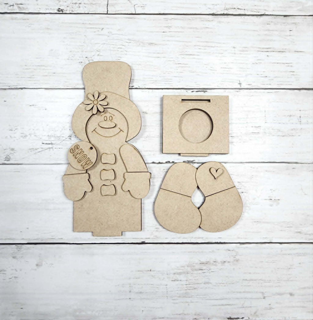 Sitting Tea Light Holder DIY Kit — Snowman or Gingerbread