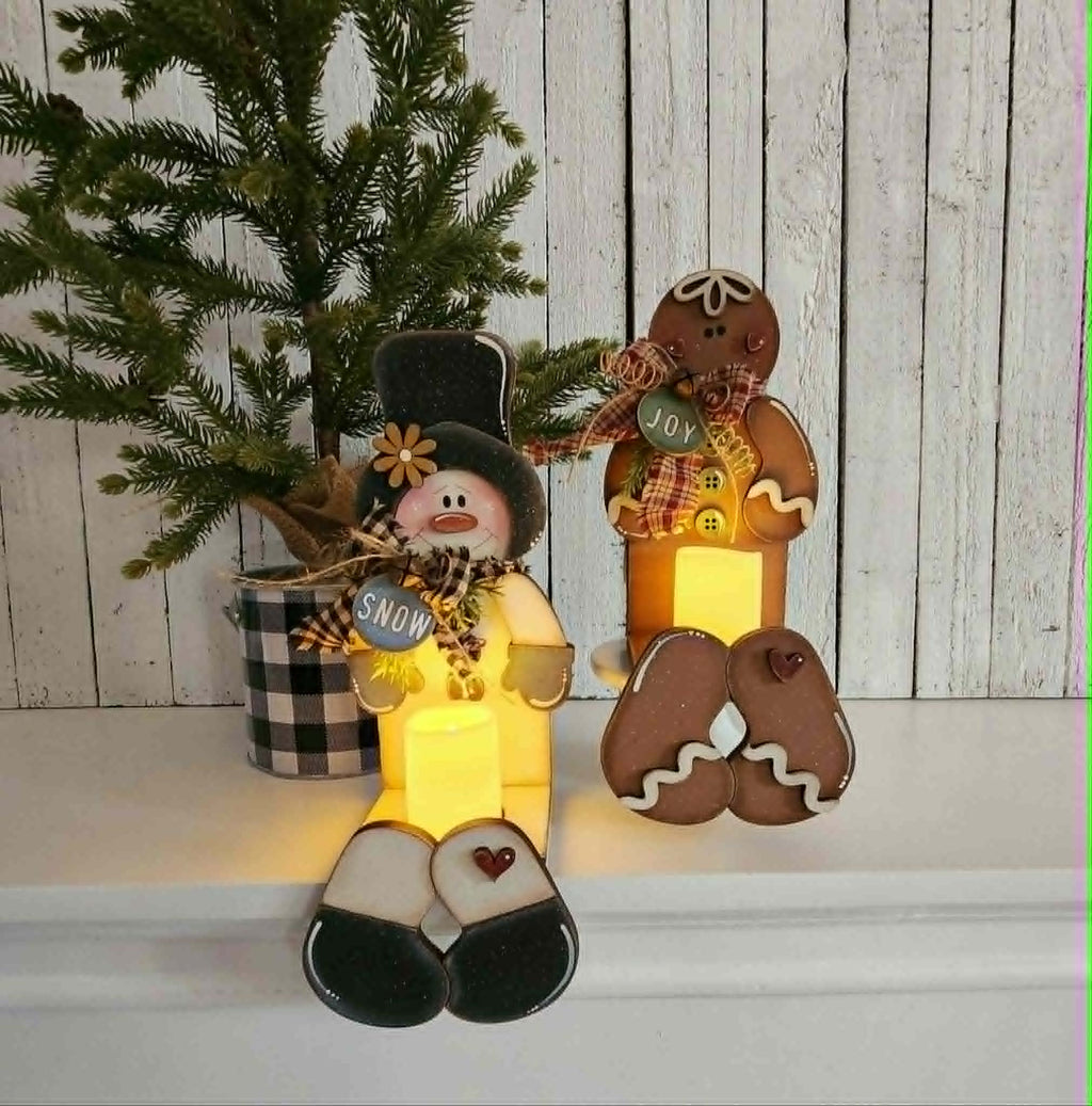 Sitting Tea Light Holder DIY Kit — Snowman or Gingerbread