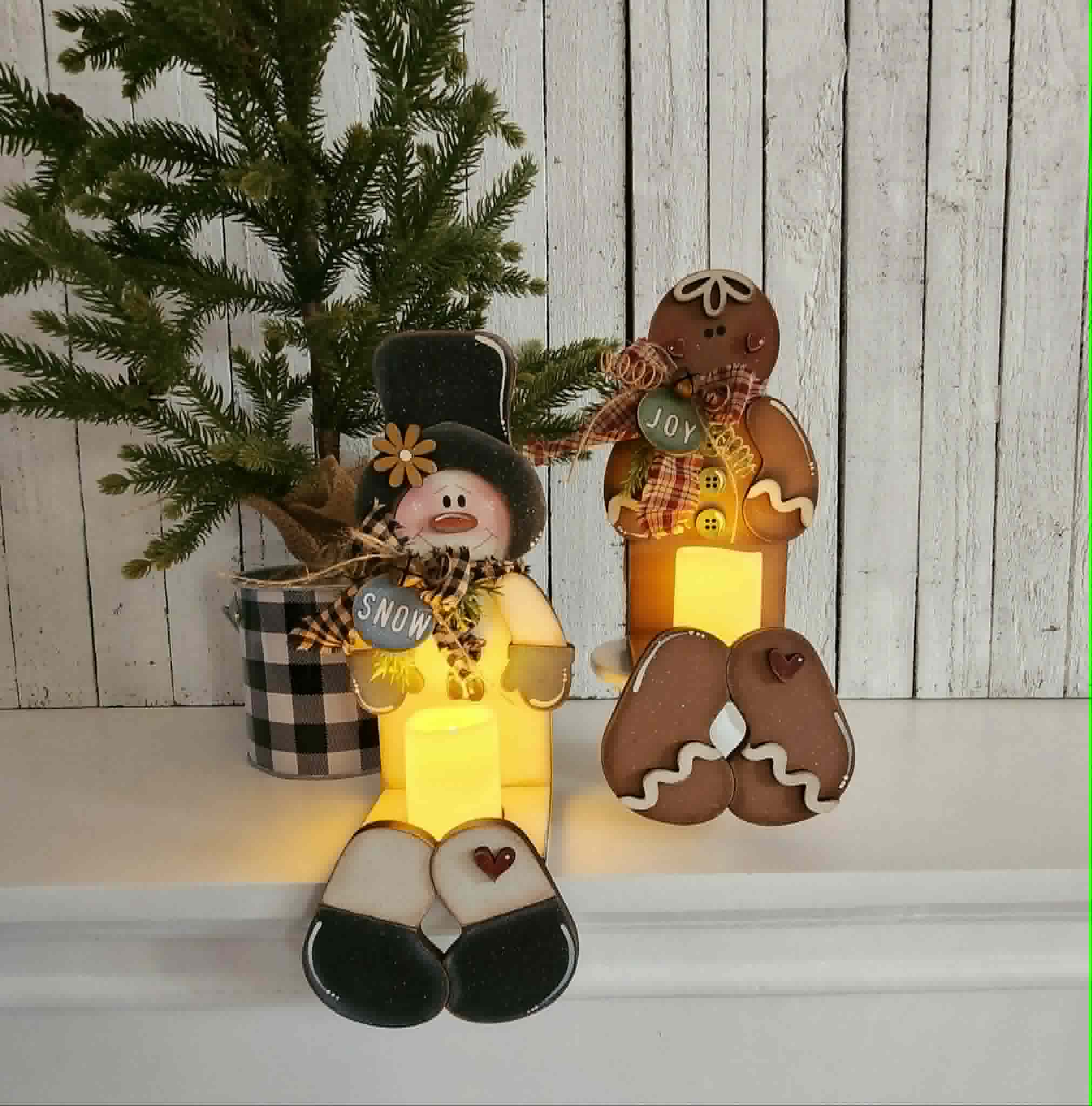 Sitting Tea Light Holder DIY Kit — Snowman or Gingerbread