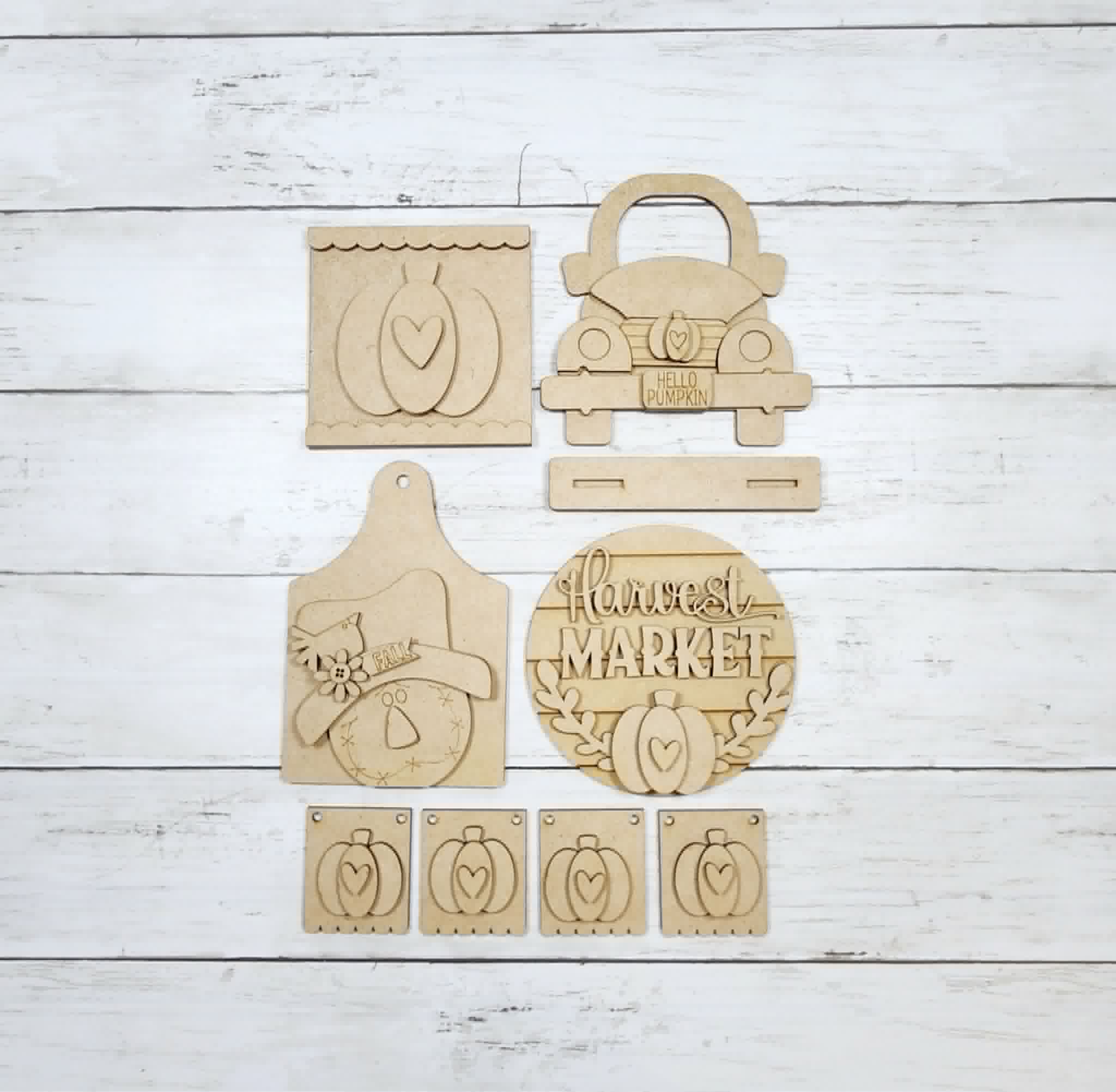 Fall Harvest Market Bench Vignette Set DIY Kit — Bench Series