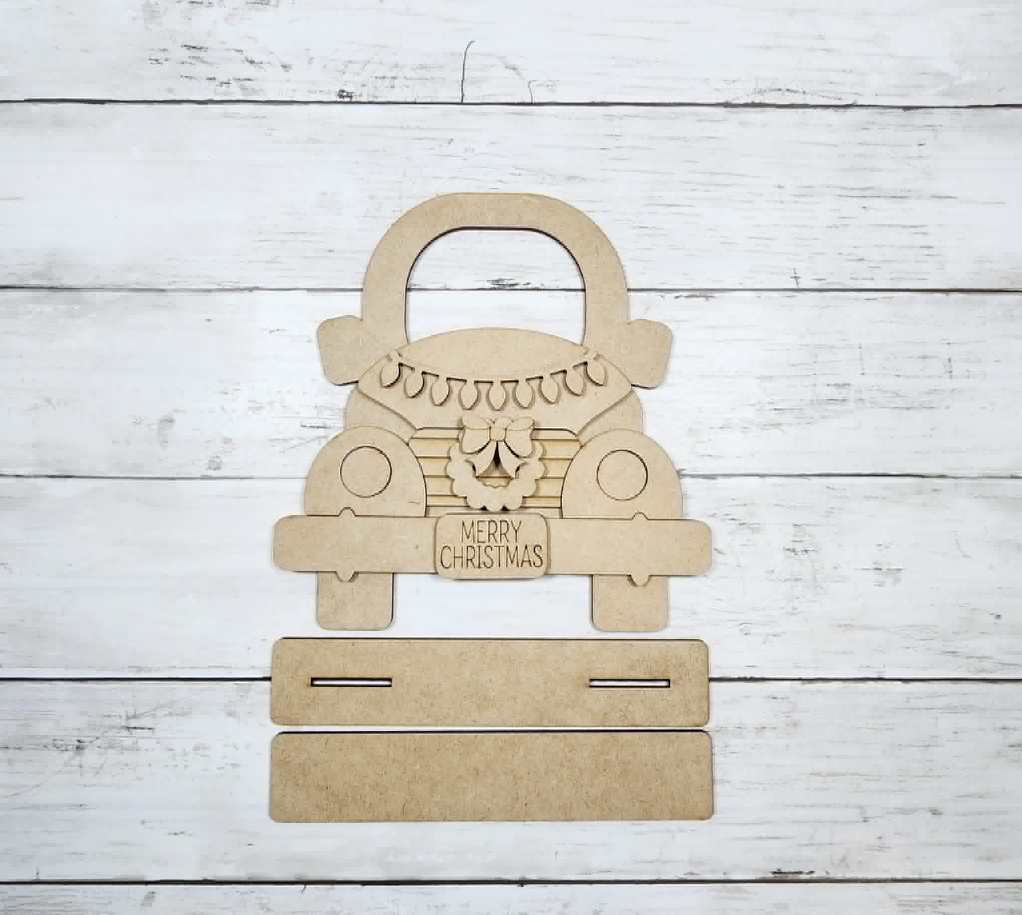 Hello Pumpkin / Merry Christmas Reversible Vintage Truck Shelf Sitter DIY Kit